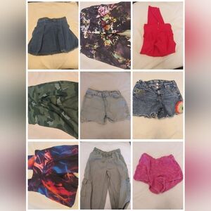 Lot Girl's Size 14/16 Bottoms 11 Pieces Bundle Shorts leggings Skirt Multicolor